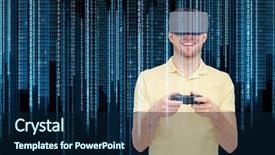  Presentation with virtual reality rehab - Amazing theme having game controller gamepad over binary backdrop and a  colored foreground