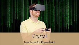  Presentation with virtual technology - Beautiful presentation theme featuring game controller gamepad over binary backdrop and a  colored foreground