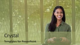  Presentation with computer vision abstract digital eye - Presentation featuring game controller with nature background background and a mint green colored foreground