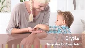  Presentation with mother child - Beautiful presentation theme featuring game creator - mother and child playing backdrop and a coral colored foreground