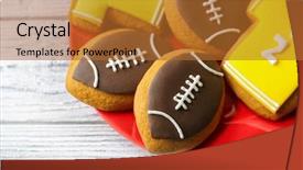  Presentation with football play diagram - Audience pleasing slide set consisting of game day - plate with creative cookies decorated backdrop and a red colored foreground