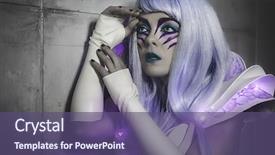  Presentation with led lights - Audience pleasing PPT theme consisting of game design - space woman with white armor backdrop and a violet colored foreground