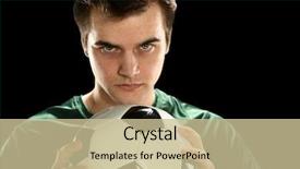  Presentation with soccer - Colorful presentation design enhanced with game face - portrait of soccer player holding backdrop and a soft green colored foreground
