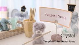  Presentation with baby shower - Beautiful slides featuring game for suggestion baby name backdrop and a soft green colored foreground