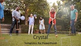  Presentation with philippines ethnic group - Audience pleasing PPT theme consisting of game hobby - group of mature friends playing backdrop and a gold colored foreground