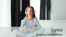  Presentation with teen girl - Audience pleasing slides consisting of game life - 10 years old pre teen backdrop and a light gray colored foreground