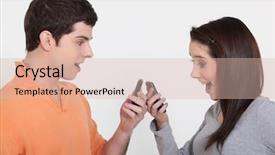  Presentation with cell phones - Audience pleasing slide deck consisting of game mobile - two teenagers playing with their backdrop and a  colored foreground