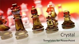  Presentation with chess pieces - Slide deck having game of glass chess pieces background and a coral colored foreground