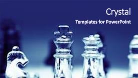  Presentation with chess pieces - Slide deck having game of glass chess pieces background and a navy blue colored foreground