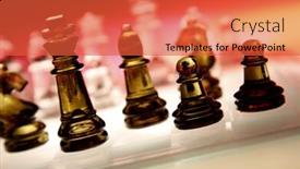  Presentation with chess pieces - Colorful PPT theme enhanced with game of glass chess pieces backdrop and a red colored foreground