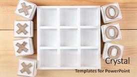  Presentation with tic tac toe - PPT theme consisting of game of tic tac toe background and a lemonade colored foreground