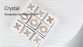  Presentation with tic tac toe - Slide deck consisting of game of tic tac toe background and a  colored foreground