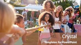  Presentation with war - Beautiful slide deck featuring game of tug of war backdrop and a coral colored foreground