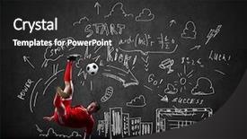  Presentation with football - Cool new PPT theme with game plan - football player in jump striking backdrop and a dark gray colored foreground