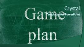  Presentation with business plan - Presentation design enhanced with game-plan-business-phrase-written background and a ocean colored foreground