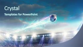  Presentation with football stadium - Cool new PPT layouts with game shows - football stadium background with flying backdrop and a ocean colored foreground