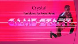  Presentation with kneeling - Presentation theme consisting of game-start-text-and-glitch background and a coral colored foreground