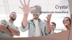  Presentation with close up shot - Cool new PPT layouts with game testing - indoors close up shot backdrop and a light gray colored foreground