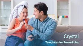  Presentation with pregnancy - Slides featuring game testing - wife and husband looking background and a ocean colored foreground