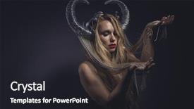 Presentation with iron - Cool new presentation theme with attractive viking goddess beautiful young blond woman with horned helmet made of iron fantasy image and stories backdrop and a dark gray colored foreground