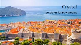  Presentation with dubrovnik - PPT theme featuring famous european city of dubrovnik background and a coral colored foreground