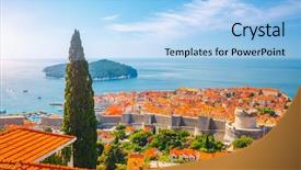  Presentation with dalmatia - PPT layouts with famous european city of dubrovnik background and a light blue colored foreground