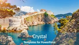  Presentation with dubrovnik - Slide deck featuring travel destination city of dubrovnik background and a ocean colored foreground