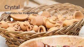  Presentation with craft fair - PPT theme featuring handmade medieval crafts fair tradition background and a coral colored foreground