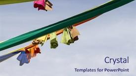  Presentation with fair - Colorful presentation design enhanced with handmade medieval crafts fair tradition backdrop and a sky blue colored foreground