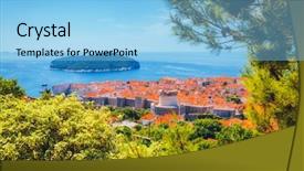  Presentation with dalmatia - Audience pleasing PPT theme consisting of splendid view at famous european backdrop and a light blue colored foreground