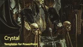  Presentation with king throne - Presentation design enhanced with throne of furs and skulls background and a tawny brown colored foreground