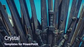  Presentation with fair - Audience pleasing PPT layouts consisting of art fair - warrior iron throne made backdrop and a tawny brown colored foreground