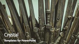 Presentation with throne - Colorful presentation design enhanced with art fair - warrior iron throne made backdrop and a tawny brown colored foreground