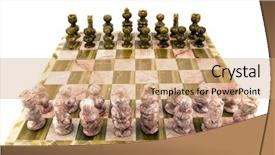  Presentation with chess board - Beautiful presentation theme featuring gameboard - chess pieces and board set backdrop and a coral colored foreground