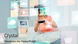  Presentation with augmented reality - Audience pleasing PPT theme consisting of gamepad at home and menu backdrop and a  colored foreground