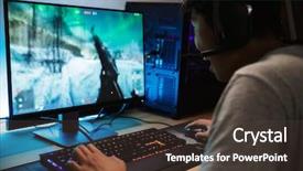  Presentation with virtual keyboard - Audience pleasing PPT theme consisting of using backlit colorful keyboard backdrop and a tawny brown colored foreground