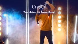  Presentation with virtual reality - PPT theme having gamer-plays-the-game-using background and a navy blue colored foreground