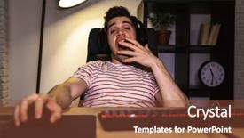  Presentation with video - PPT theme featuring gamer yawns and playing video background and a tawny brown colored foreground