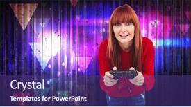  Presentation with video games playing - Presentation featuring games against wooden planks background background and a violet colored foreground