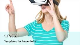  Presentation with virtual reality - PPT theme enhanced with games isolated on white background background and a cyan colored foreground