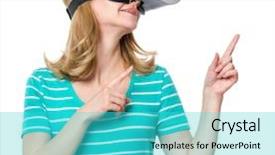  Presentation with virtual reality - Slides with games isolated on white background background and a cyan colored foreground