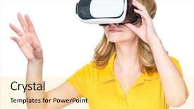  Presentation with virtual reality - Beautiful theme featuring games isolated on white background backdrop and a  colored foreground