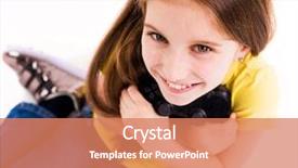  Presentation with college education happy smiling - Audience pleasing slide deck consisting of gamification - lovely happy girl smiling widely backdrop and a coral colored foreground