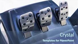  Presentation with aluminium - Colorful PPT layouts enhanced with gaming aluminium car foot pedals backdrop and a ocean colored foreground