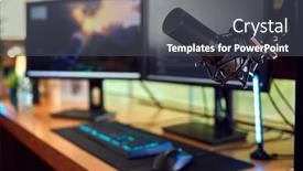  Presentation with gaming - Presentation with gaming-computer-setup-on-desk background and a  colored foreground