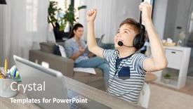  Presentation with gaming - Amazing theme having gaming-education-and-school-concept backdrop and a gray colored foreground