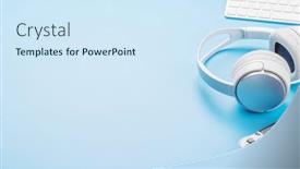  Presentation with blue tech - Slide set with gaming-gear-and-tech-accessories background and a sky blue colored foreground