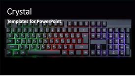  Presentation with black light - Presentation theme enhanced with gaming-keyboard-with-rgb-light background and a black colored foreground