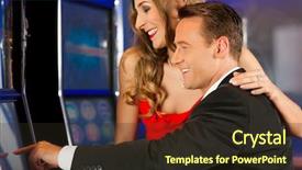 Presentation with slot machine - Theme consisting of casino on a slot machine background and a wine colored foreground