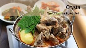  Presentation with bone - Beautiful slide deck featuring gamjatang pork bone and potato backdrop and a coral colored foreground